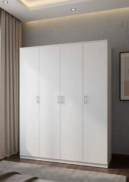 Queen Bedroom Set | Premium White & 4 Door Wardrobe, Brand New, AFT Pentair Series,160x200cm - althahanifurniture