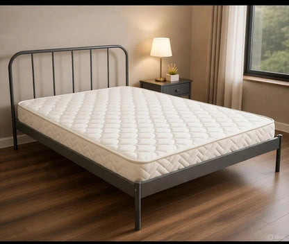 Queen Metal Bed Frame with Brand New Mattress | Grey Powder‑Coated | 160×200 cm | 15 cm Mattress - althahanifurniture
