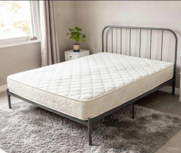 Queen Metal Bed Frame with Brand New Mattress | Grey Powder‑Coated | 160×200 cm | 15 cm Mattress - althahanifurniture