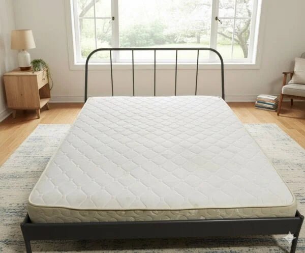 Queen Metal Bed Frame with Brand New Mattress | Grey Powder‑Coated | 160×200 cm | 15 cm Mattress - althahanifurniture