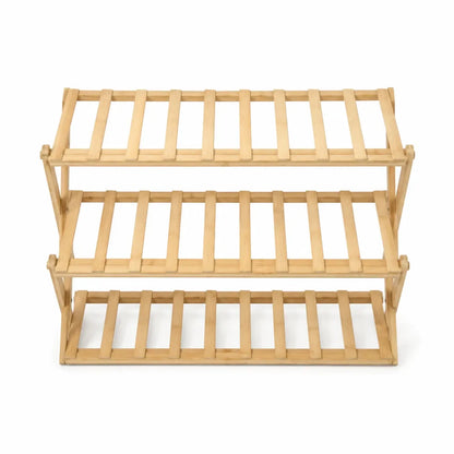 Relaxdays Foldable Bamboo Shoe Rack | 3 Levels, 9 Pairs, Natural - used 1 months - Al Thahani Furniture