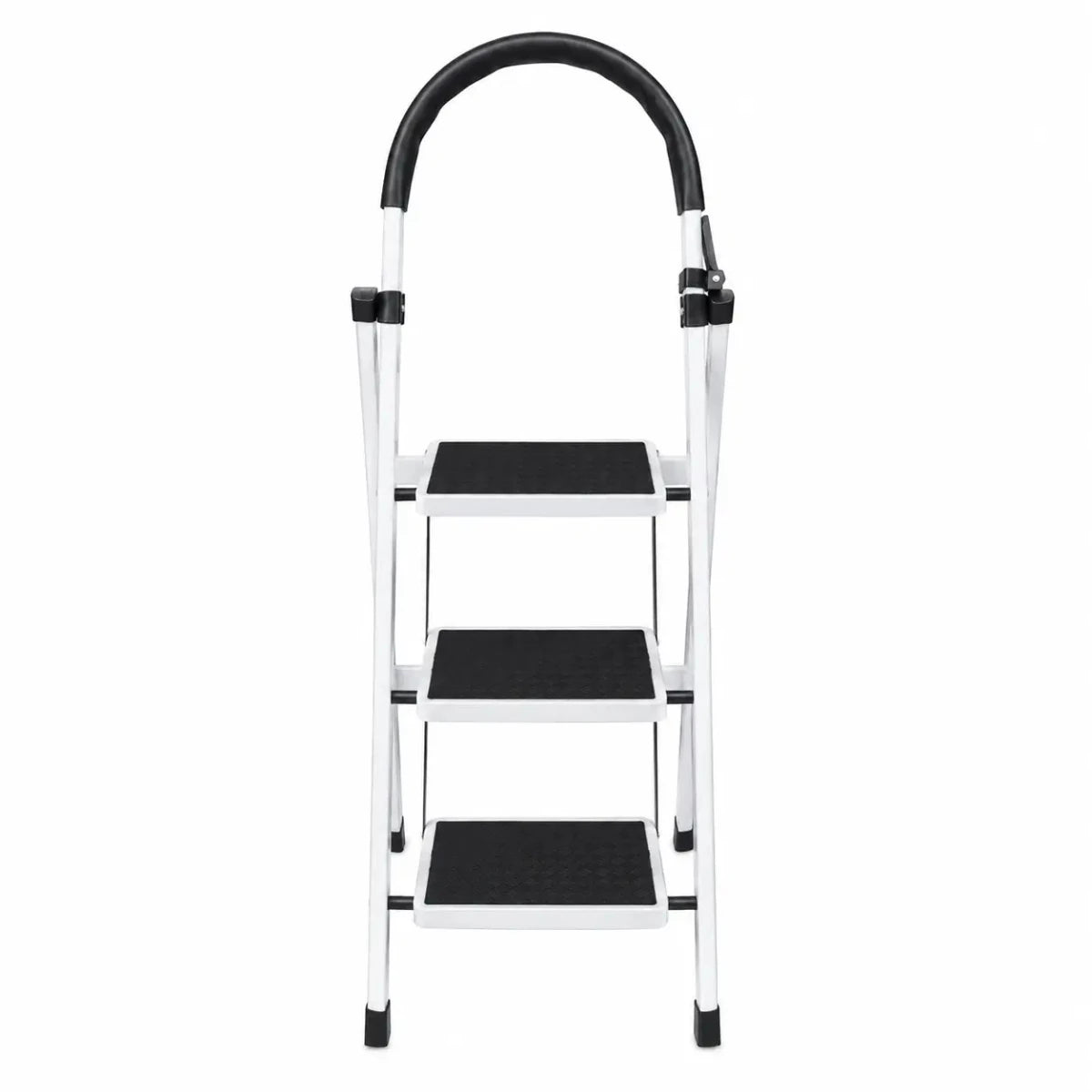 Robustline 3 - Step Folding Ladder | White, 150 kg Capacity - used 2 months - Al Thahani Furniture