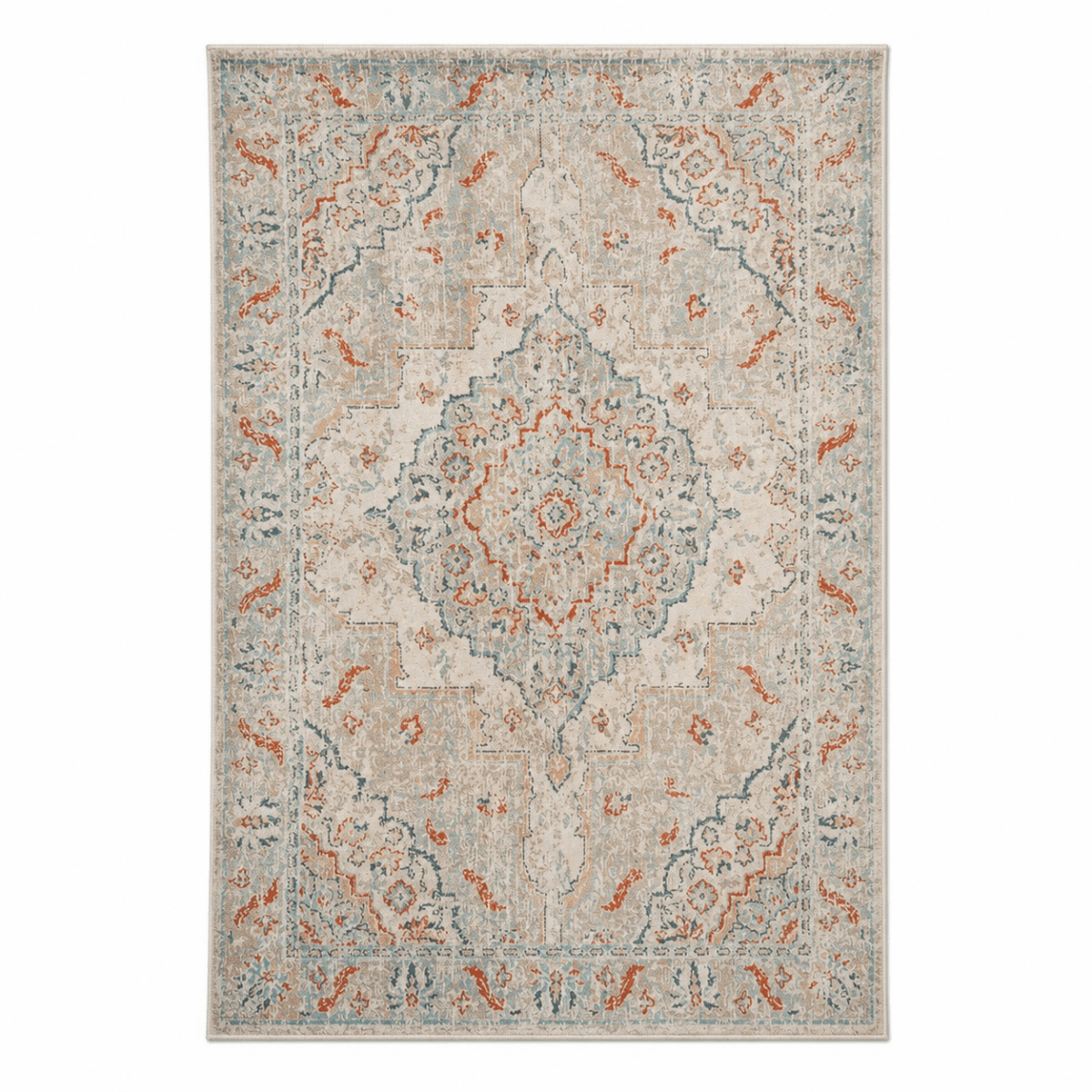 Safavieh Kenitra Collection Area Rug | Distressed Oriental Medallion, 160x235 cm - used 3 months - Al Thahani Furniture