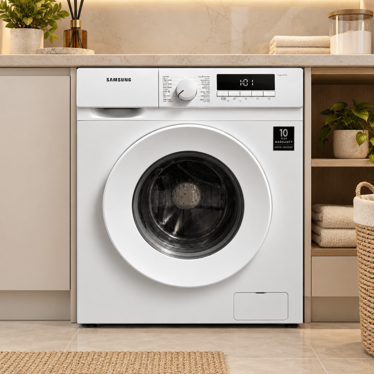 Samsung 7kg Front Load Washing Machine – Digital Inverter, 1200 RPM – White - Al Thahani Furniture