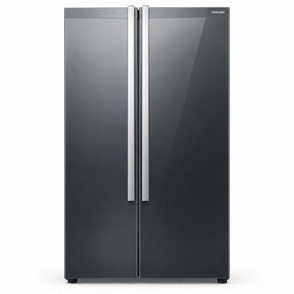 Samsung Side-by-Side Double Door Refrigerator & Freezer – Glossy Black - Al Thahani Furniture