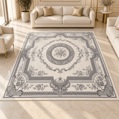 Saryon New Shiraz N577A 300 × 400 cm Turkish Carpet – Cream & Grey - Al Thahani Furniture