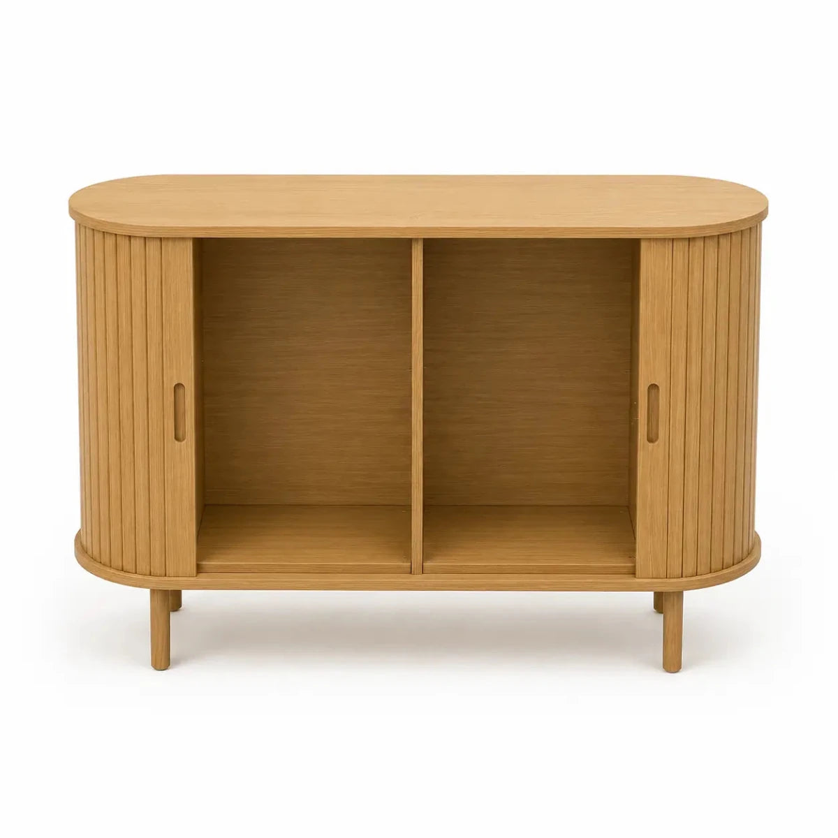 Scandinavian - Style Oval Fluted Sideboard | Oak Veneer - used 5 months - Al Thahani Furniture