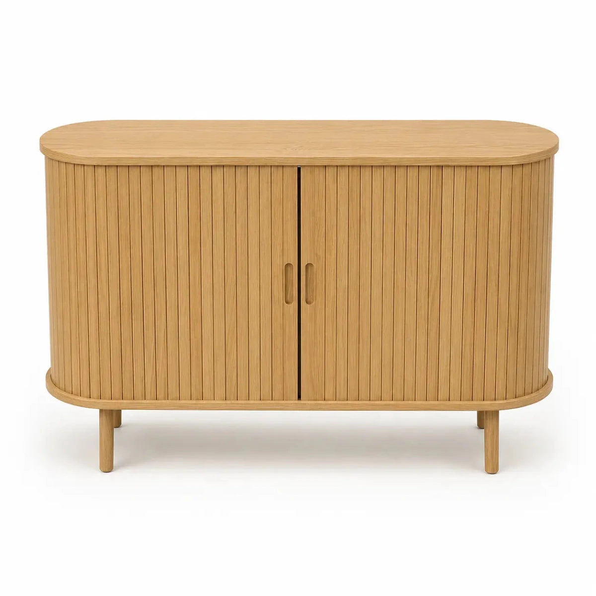 Scandinavian - Style Oval Fluted Sideboard | Oak Veneer - used 5 months - Al Thahani Furniture