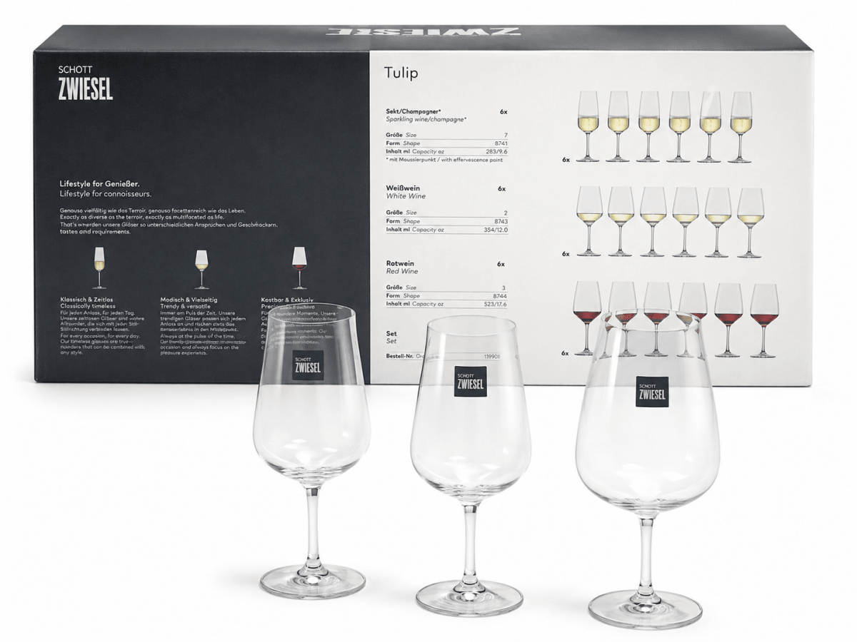 Schott Zwiesel Tulip Crystal Wine Glass Set – 18 Pieces | Made in Germany - Al Thahani Furniture