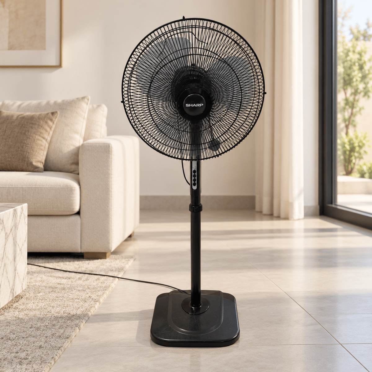 SHARP 40 cm Pedestal Fan with 3 Speeds – Dark Grey – PJS169-GY - Al Thahani Furniture