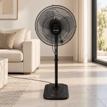 SHARP 40 cm Pedestal Fan with 3 Speeds – Dark Grey – PJS169-GY - Al Thahani Furniture