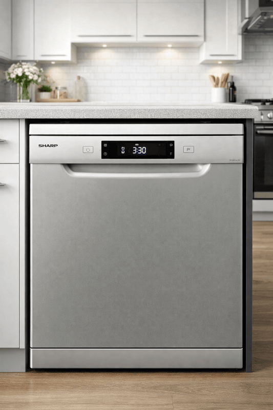 Sharp Freestanding Dishwasher – 14 Place Settings – 8 Wash Programs – Stainless Steel Tub - althahanifurniture