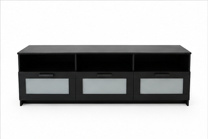 IKEA BRIMNES Black TV Bench with 3 Glass-Front Drawers | 180x41x53 cm