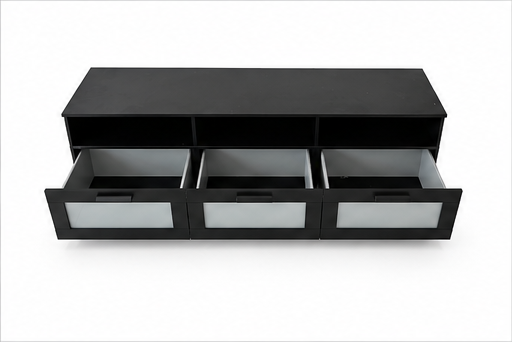 IKEA BRIMNES Black TV Bench with 3 Glass-Front Drawers | 180x41x53 cm