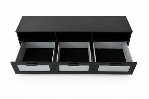 IKEA BRIMNES Black TV Bench with 3 Glass-Front Drawers | 180x41x53 cm