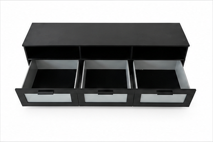 IKEA BRIMNES Black TV Bench with 3 Glass-Front Drawers | 180x41x53 cm