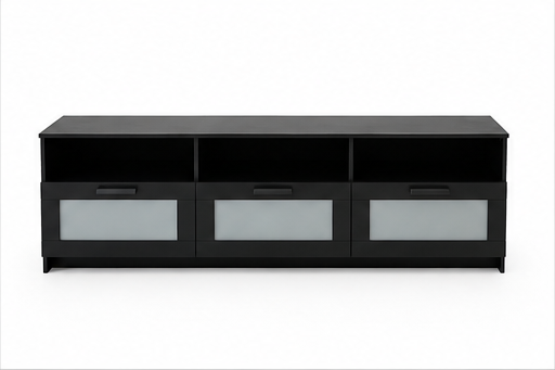 IKEA BRIMNES Black TV Bench with 3 Glass-Front Drawers | 180x41x53 cm