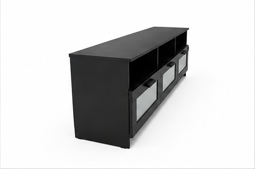 IKEA BRIMNES Black TV Bench with 3 Glass-Front Drawers | 180x41x53 cm