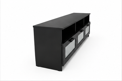 IKEA BRIMNES Black TV Bench with 3 Glass-Front Drawers | 180x41x53 cm