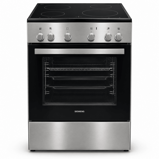 Siemens iQ300 HK6L00070M 60cm Freestanding Ceramic Electric Cooker – Stainless Steel - Al Thahani Furniture