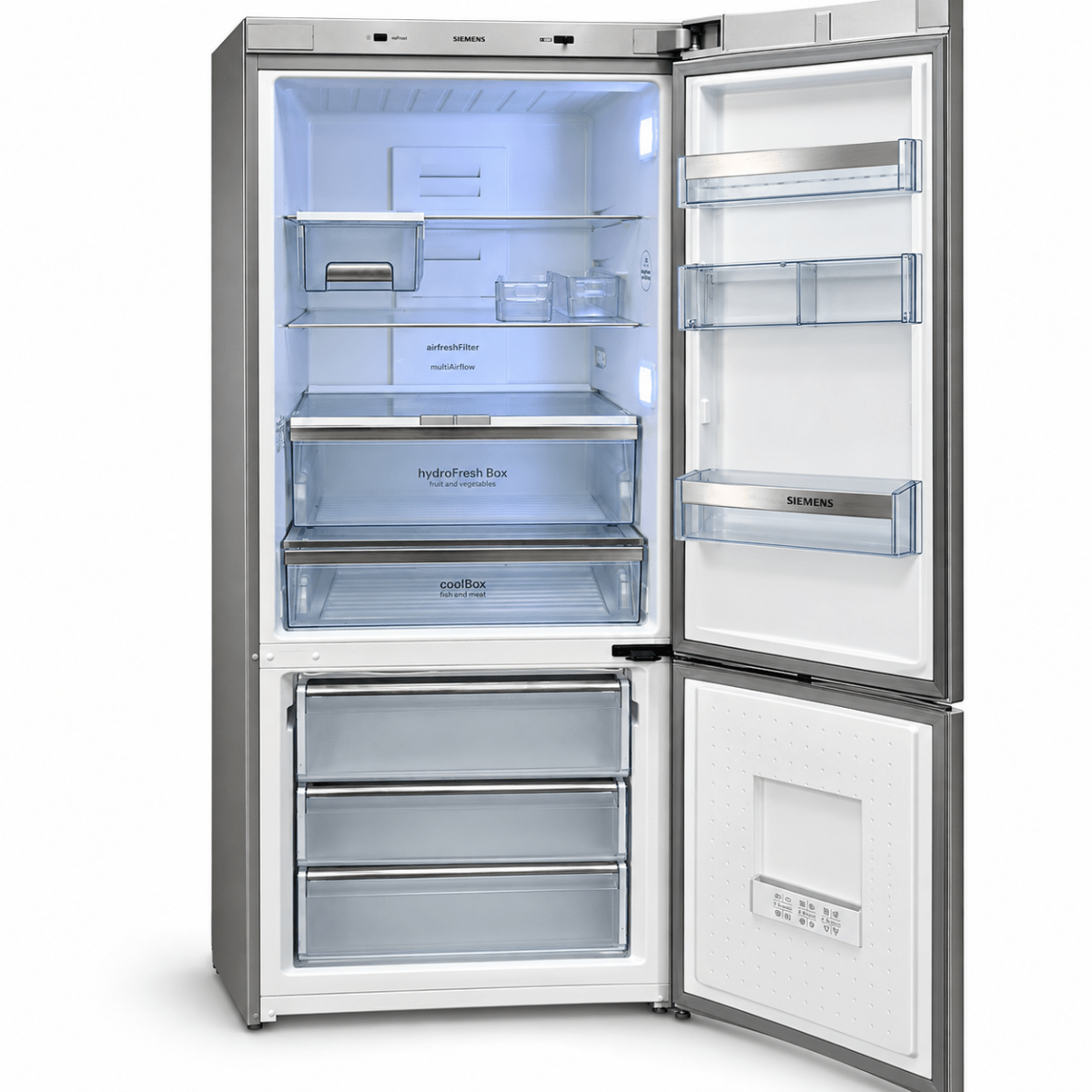 Siemens KG56NAI20M/04 iQ500 497L No Frost Bottom Freezer Refrigerator – Stainless Steel - Al Thahani Furniture