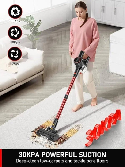 Sincher Cordless Stick Vacuum Cleaner | 4 - in - 1 Lightweight | 30,000Pa Suction | HEPA Filtration | LED Headlights | Cordless Gold Finish - althahanifurniture