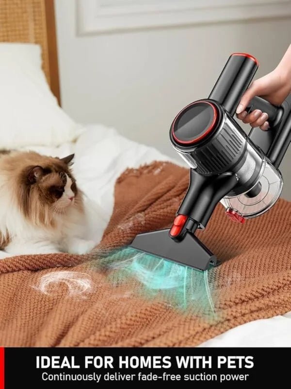 Sincher Cordless Stick Vacuum Cleaner | 4 - in - 1 Lightweight | 30,000Pa Suction | HEPA Filtration | LED Headlights | Cordless Gold Finish - althahanifurniture