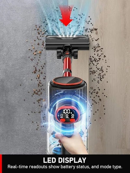 Sincher Cordless Stick Vacuum Cleaner | 4 - in - 1 Lightweight | 30,000Pa Suction | HEPA Filtration | LED Headlights | Cordless Gold Finish - althahanifurniture