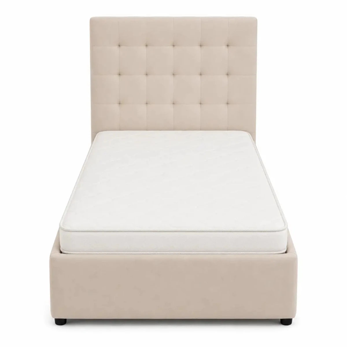 Single Bed Set with Beige Tufted Upholstered Headboard & Mattress | 120x200 cm - used 4 months - Al Thahani Furniture