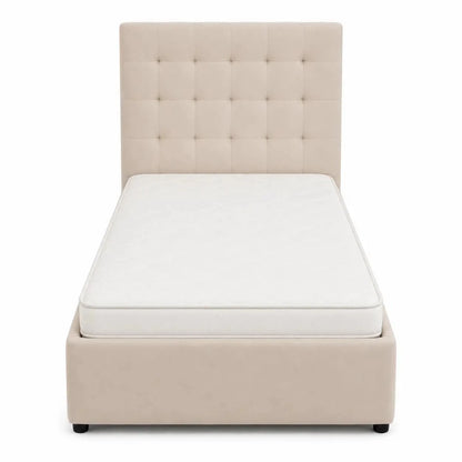 Single Bed Set with Beige Tufted Upholstered Headboard & Mattress | 120x200 cm - used 4 months - Al Thahani Furniture