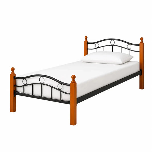 Single Bed Set with Mattress | 90x190 cm, Powder-Coated Metal - used 5 months - Al Thahani Furniture