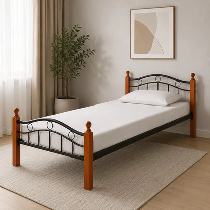 Single Bed Set with Mattress | 90x190 cm, Powder-Coated Metal - used 5 months - Al Thahani Furniture