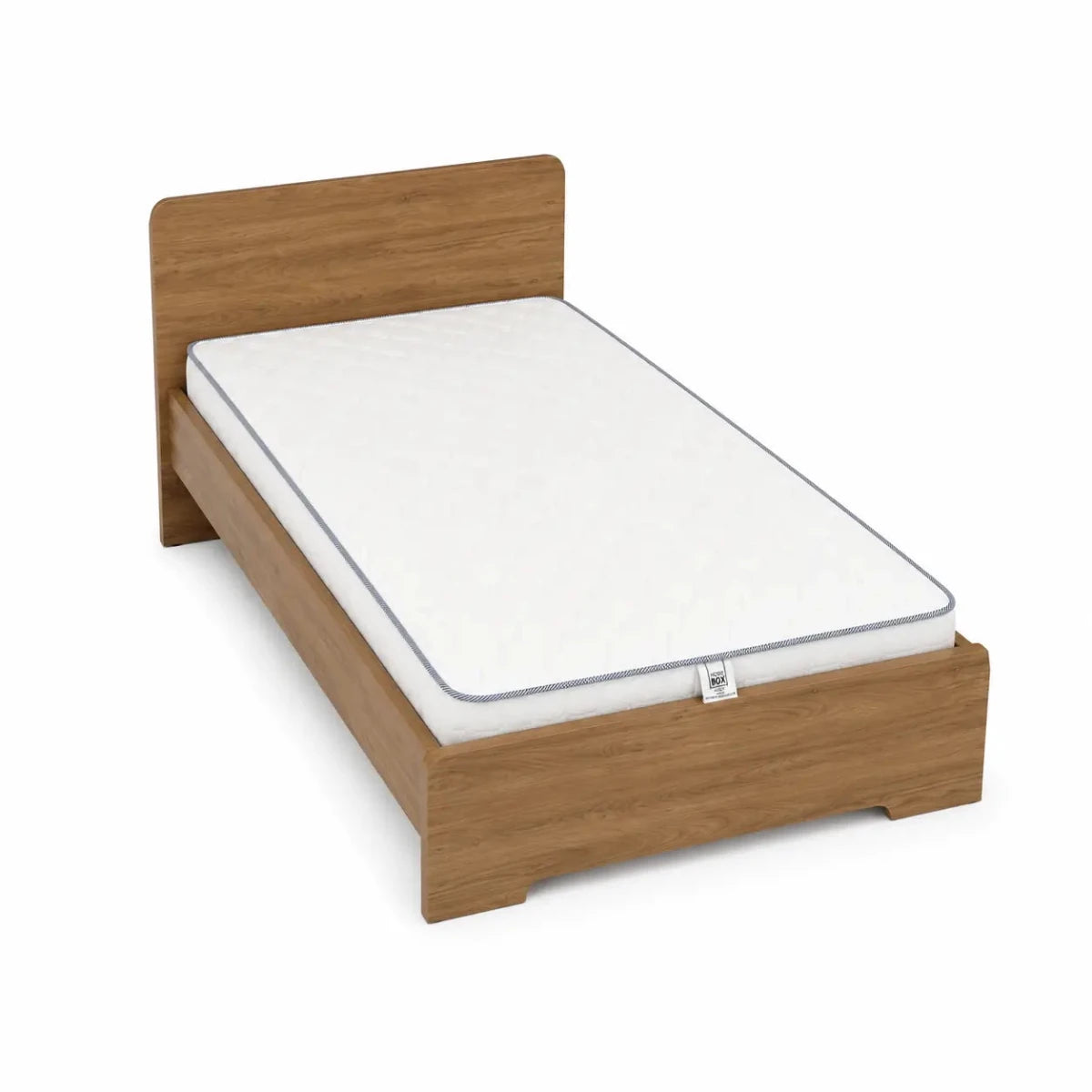 Single Bed Set with Mattress | Light Wood Grain, Platform Base, 120x200 cm - used 5 months - Al Thahani Furniture