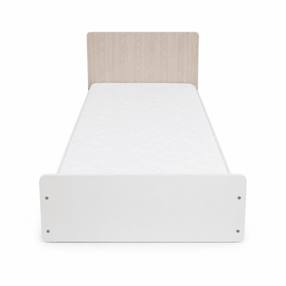 Single Bed Set with Sonoma Oak Headboard & Mattress | White, 90x190 cm -used 5 months - Al Thahani Furniture