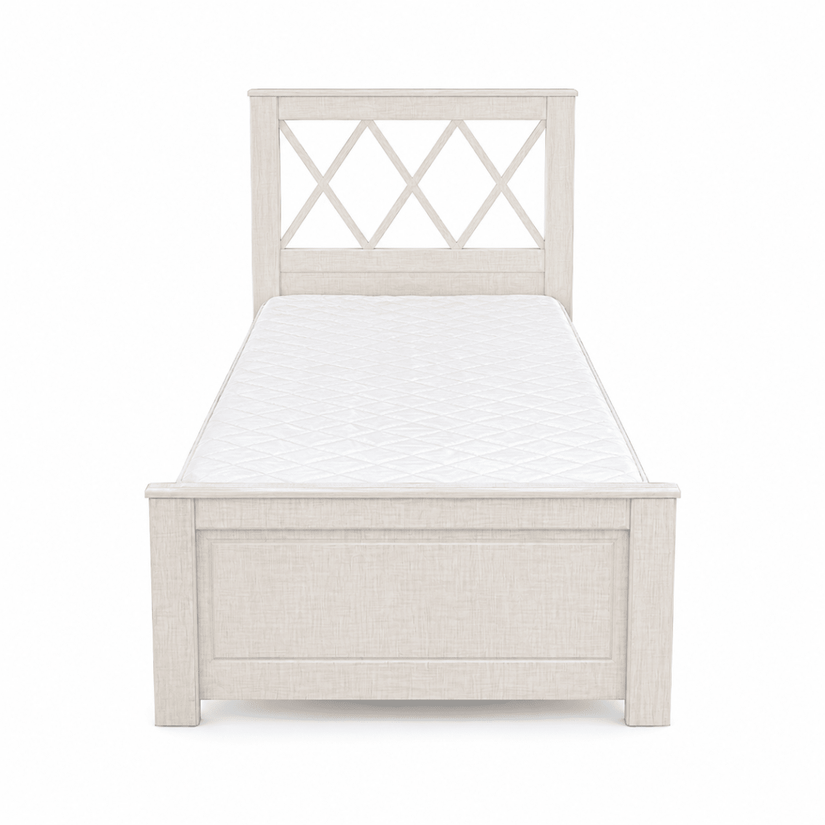 Single Bed with X-Form Headboard & Mattress | White Oak, 90x190 cm - used 7 months - Al Thahani Furniture