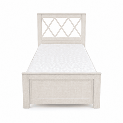 Single Bed with X-Form Headboard & Mattress | White Oak, 90x190 cm - used 7 months - Al Thahani Furniture