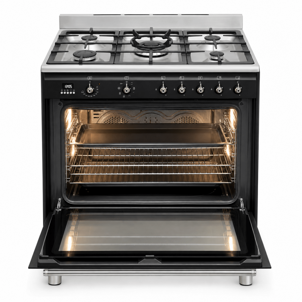 Smeg SSA91MAA9 90cm 5-Burner Dual-Fuel Cooker – Anthracite – 115L Oven - Al Thahani Furniture