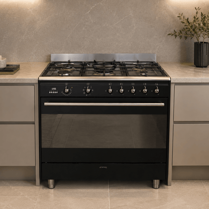 Smeg SSA91MAA9 90cm 5-Burner Dual-Fuel Cooker – Anthracite – 115L Oven - Al Thahani Furniture