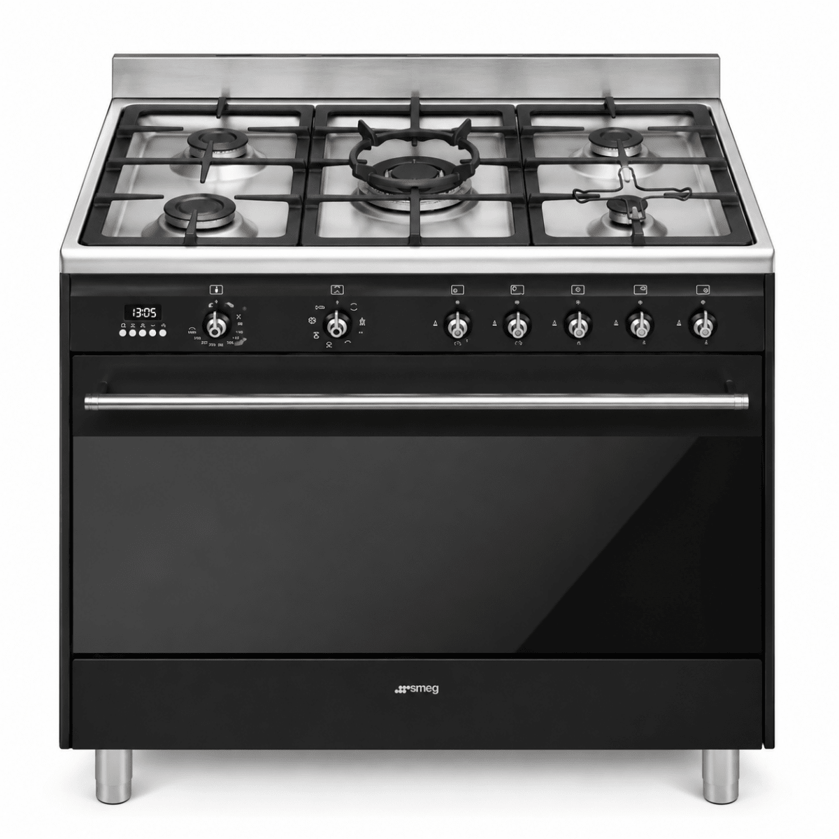 Smeg SSA91MAA9 90cm 5-Burner Dual-Fuel Cooker – Anthracite – 115L Oven - Al Thahani Furniture
