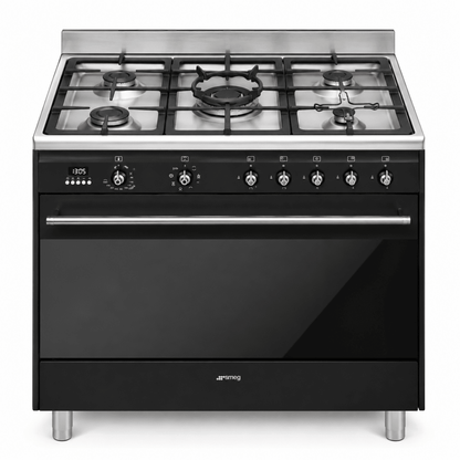 Smeg SSA91MAA9 90cm 5-Burner Dual-Fuel Cooker – Anthracite – 115L Oven - Al Thahani Furniture
