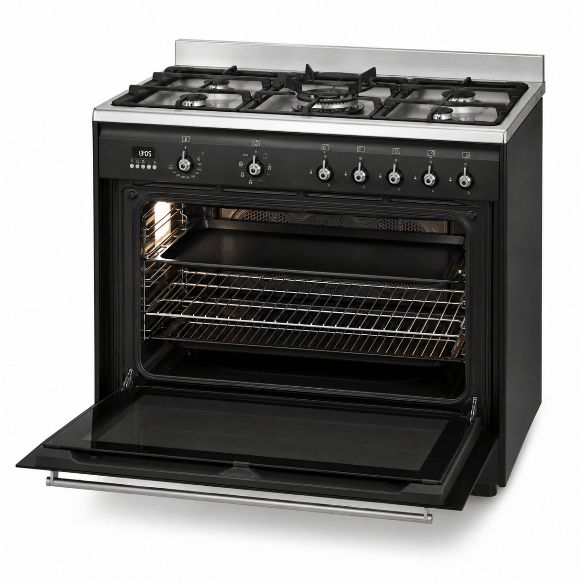 Smeg SSA91MAA9 90cm 5-Burner Dual-Fuel Cooker – Anthracite – 115L Oven - Al Thahani Furniture