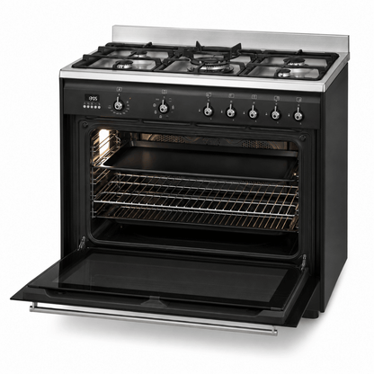 Smeg SSA91MAA9 90cm 5-Burner Dual-Fuel Cooker – Anthracite – 115L Oven - Al Thahani Furniture