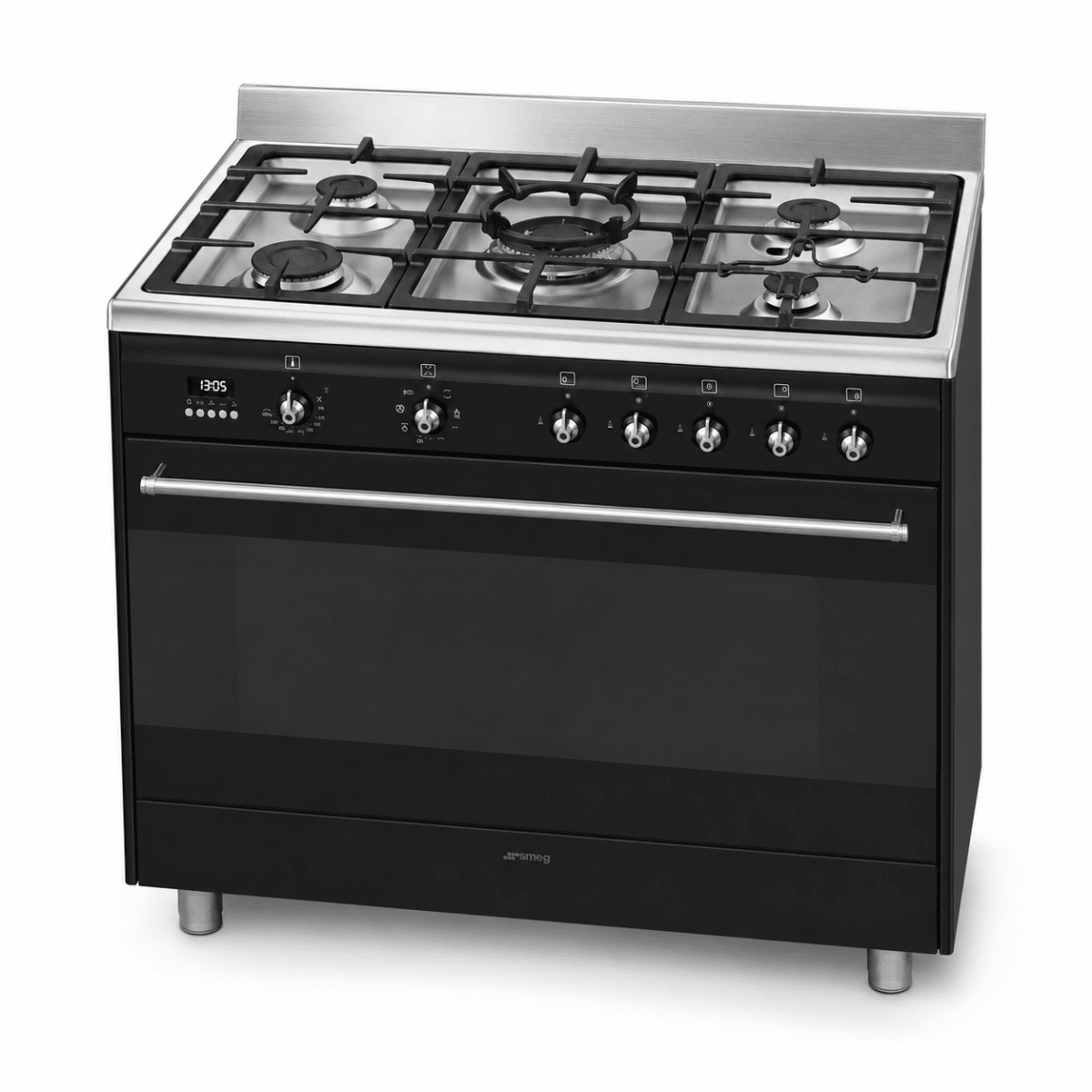 Smeg SSA91MAA9 90cm 5-Burner Dual-Fuel Cooker – Anthracite – 115L Oven - Al Thahani Furniture