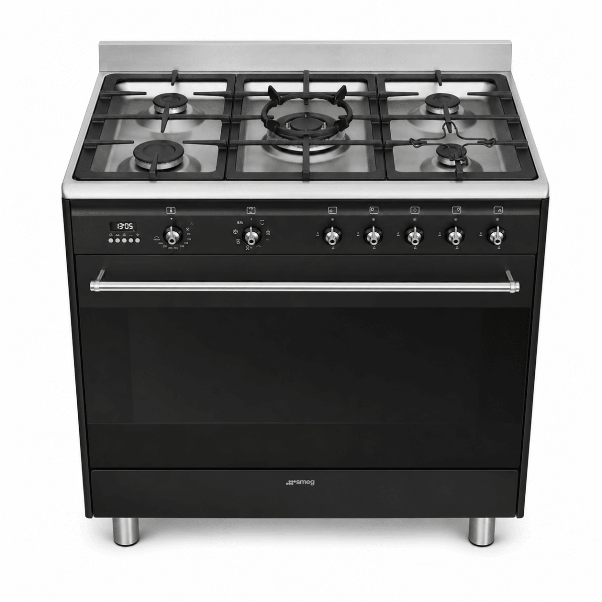 Smeg SSA91MAA9 90cm 5-Burner Dual-Fuel Cooker – Anthracite – 115L Oven - Al Thahani Furniture