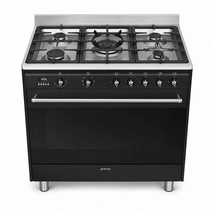 Smeg SSA91MAA9 90cm 5-Burner Dual-Fuel Cooker – Anthracite – 115L Oven - Al Thahani Furniture