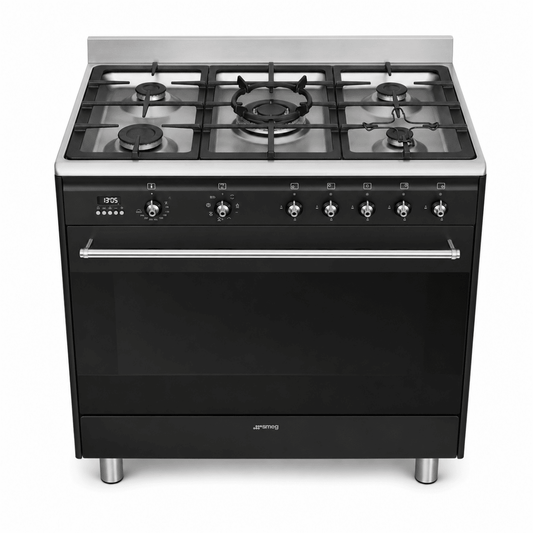 Smeg SSA91MAA9 90cm 5-Burner Dual-Fuel Cooker – Anthracite – 115L Oven - Al Thahani Furniture