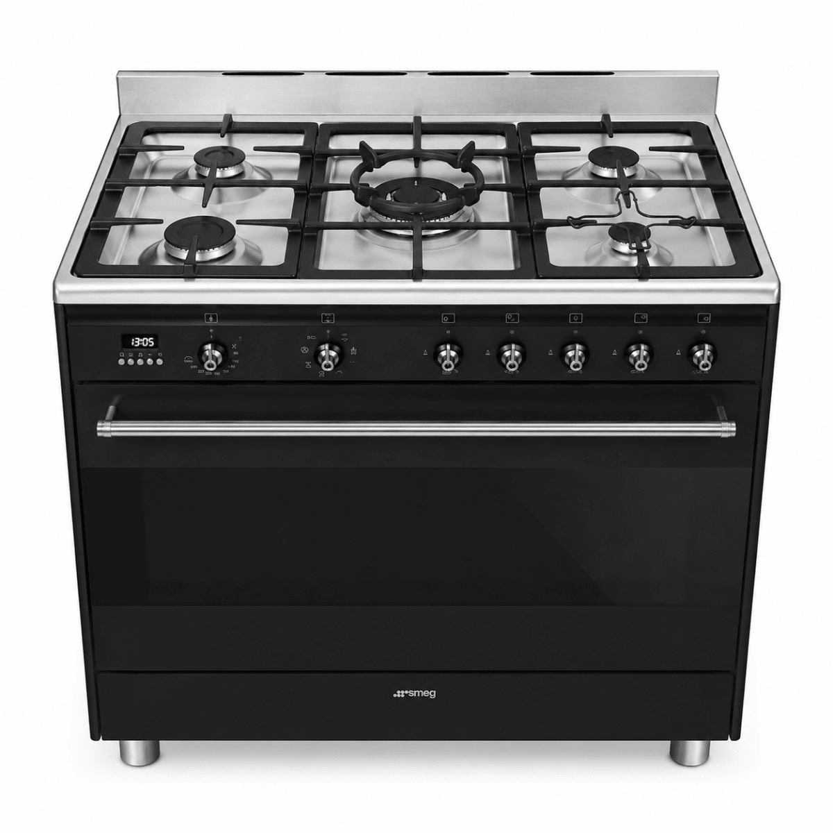 Smeg SSA91MAA9 90cm 5-Burner Dual-Fuel Cooker – Anthracite – 115L Oven - Al Thahani Furniture