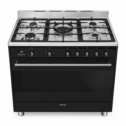 Smeg SSA91MAA9 90cm 5-Burner Dual-Fuel Cooker – Anthracite – 115L Oven - Al Thahani Furniture