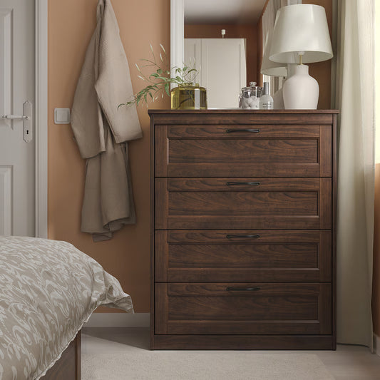 IKEA SONGESAND Chest of 4 Drawers – Brown, 82x104 cm (Used – 5 Months, Excellent Condition)