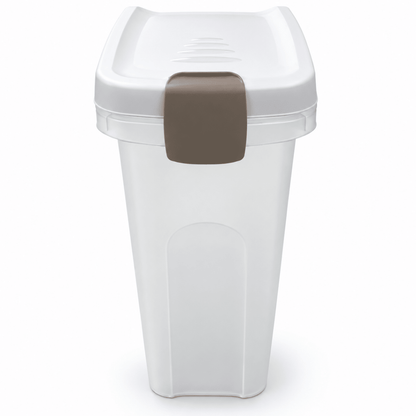 Stefanplast 40L Airtight Pet Food Storage Container with Wheels – Transparent & White - Al Thahani Furniture